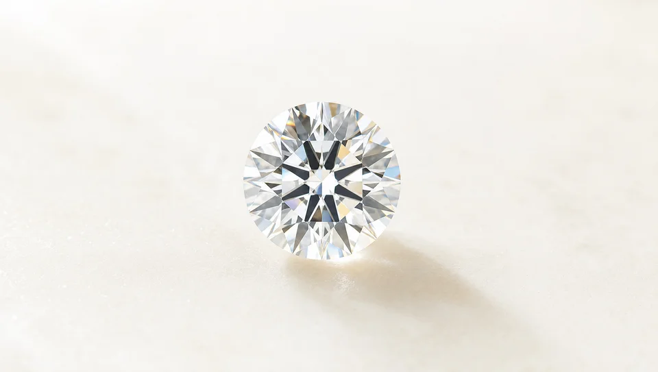 Diamant rotund briliant, izolat sub un singur spot de lumină